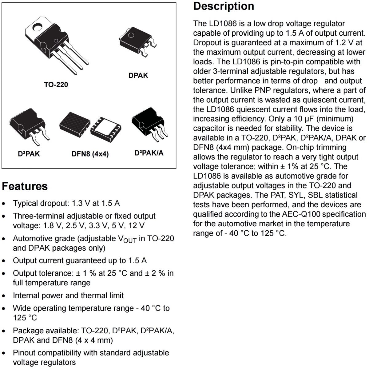 מייצב מתח LDO STMICROELECTRONICS LD1086